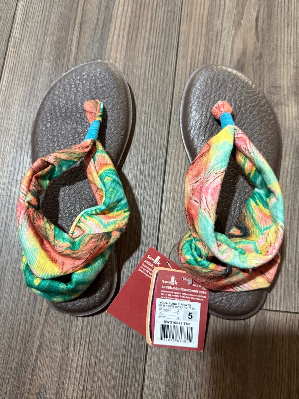 Sanuk Yoga Sling 2 Prints Sandals Tropical Multicolor Women’s Size 5 NWT